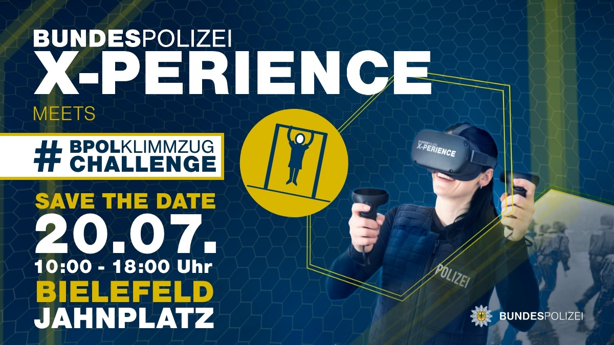 BPOL NRW: Los gehts! Bundespolizei mit VR-Brillen und Klimmzug-Challenge auf deutschlandweiter Informationstour - Foto: presseportal.de