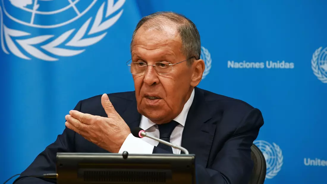 Sergej Lawrow bei der Pressekonferenz am Rande der Sitzung des UN-Sicherheitsrats (Foto aktuell) - Bild: Andrea Renault/ZUMA Press Wire/dpa