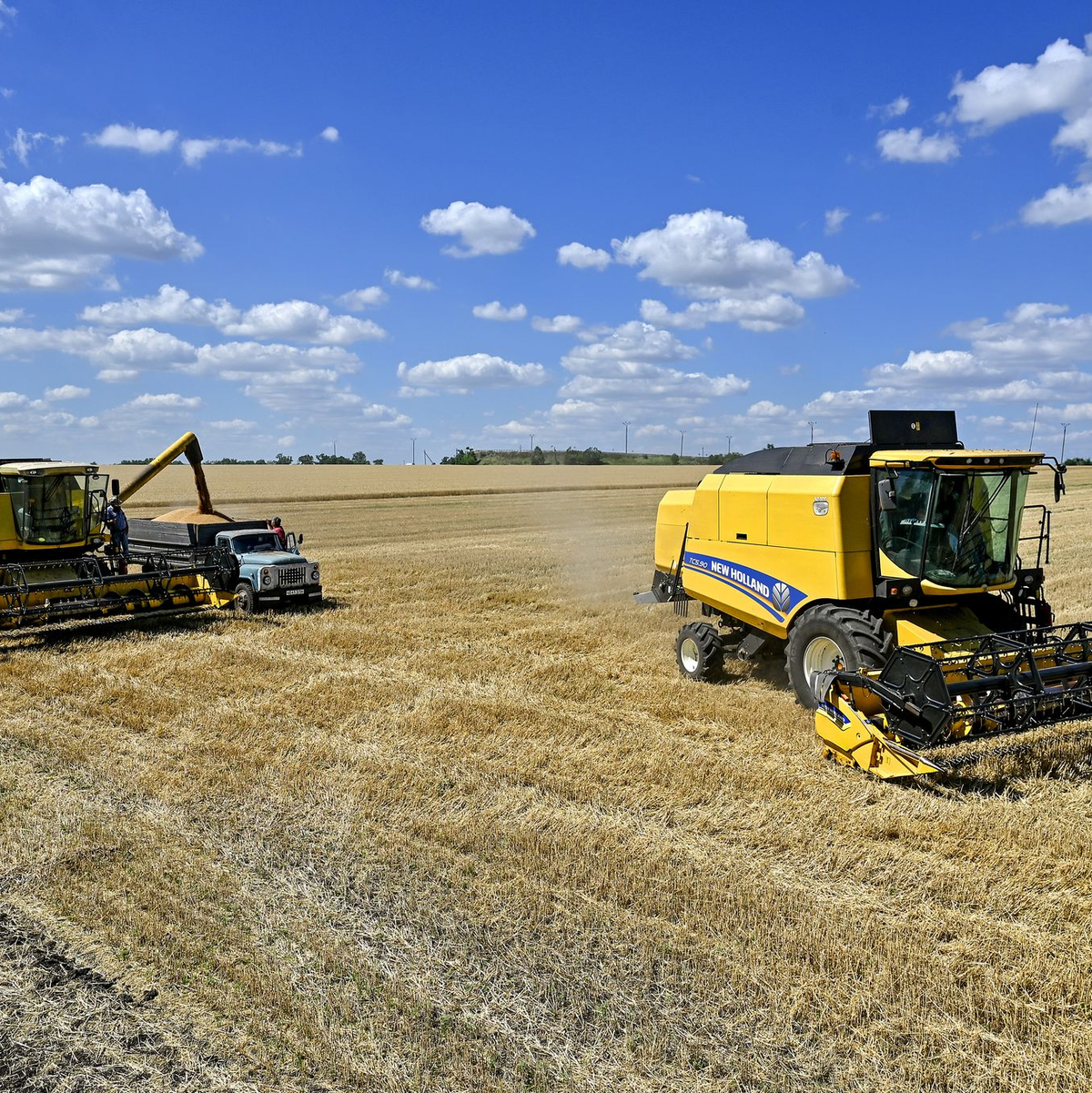 Auch Mähdrescher sind ein Ziel für Kampfdohnen. (Archivbild) - Foto: ---/Ukrinform/dpa