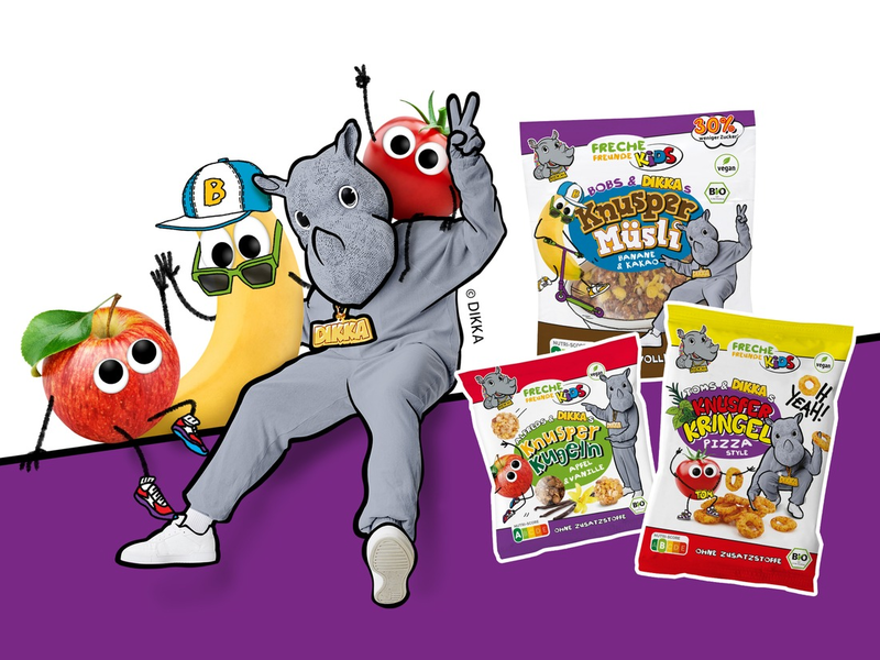 Freche Freunde Kids & DIKKA / Rappendes Nashorn und Berliner Kindernahrungshersteller launchen Snacks und Müsli für Kids - Foto: presseportal.de