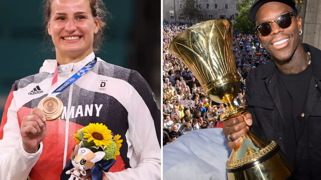 Werden die deutsche Fahne in Paris tragen: Judoka Anna-Maria Wagner und Basketballer Dennis Schröder. - Bild: Julian Stratenschulte/Oliver Weiken/dpa