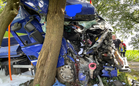 FW-ROW: Schwerer LKW-Unfall auf der B75 - Foto: presseportal.de