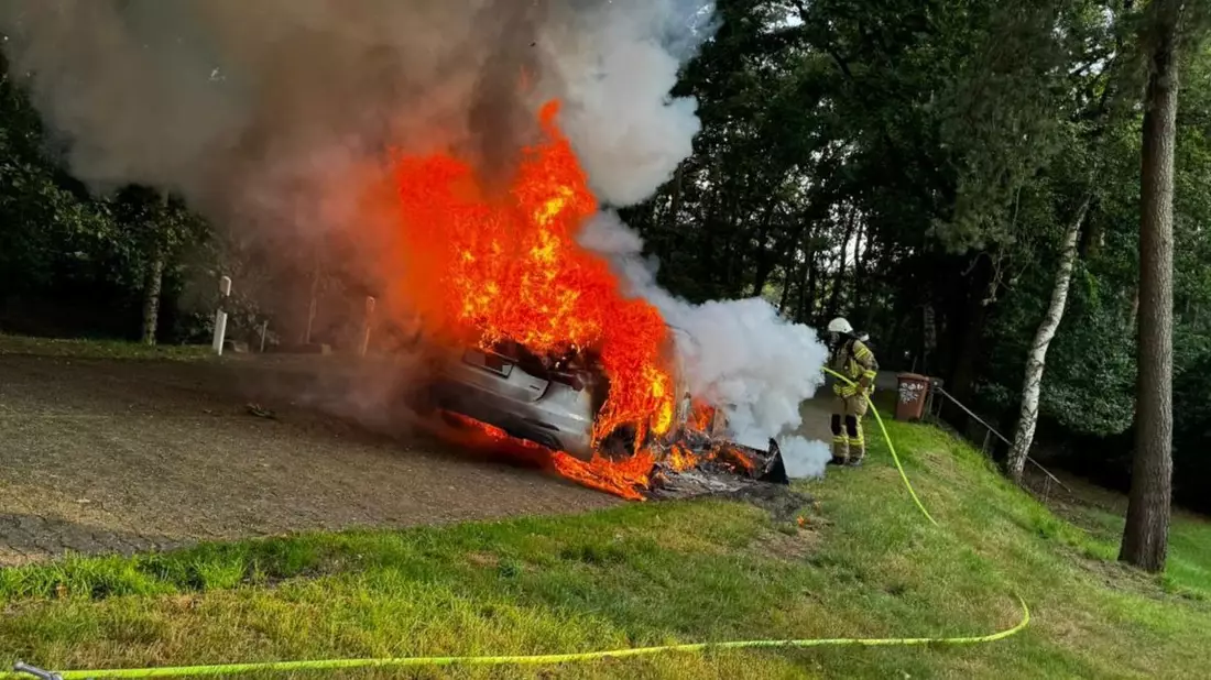 FW-OLL: PKW-Brand auf Autobahn 1: Feuerwehr Wildeshausen im Einsatz - Bild: presseportal.de