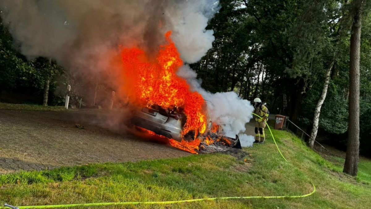 FW-OLL: PKW-Brand auf Autobahn 1: Feuerwehr Wildeshausen im Einsatz - Foto: presseportal.de