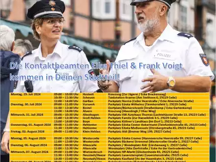 POL-CE: Mit Sicherheit vor Ort - Die Kontaktbeamten Eike Thiel und Frank Voigt kommen in Deinen Stadtteil - Foto: presseportal.de