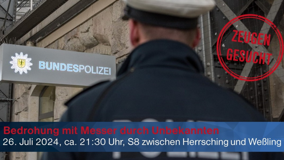 Bundespolizeidirektion München: Zeugenaufruf nach Bedrohung mit Messer - Foto: presseportal.de