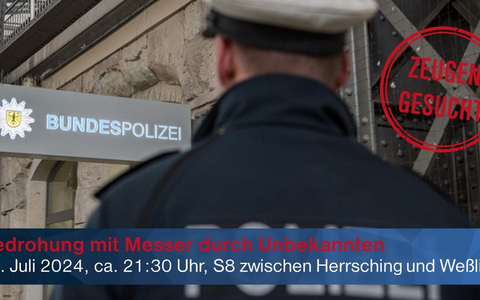 Bundespolizeidirektion München: Zeugenaufruf nach Bedrohung mit Messer - Foto: presseportal.de