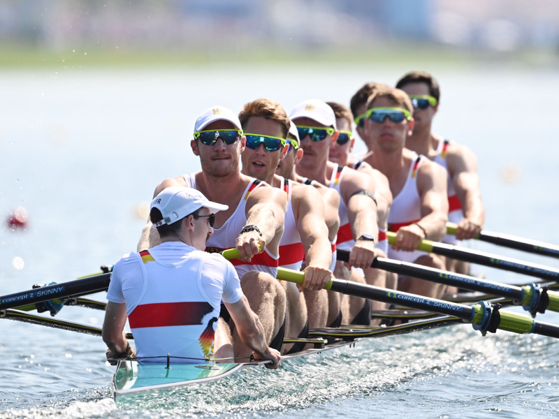 Der Männer-Doppelvierer ist im olympischen Endlauf dabei.  - Foto: Sebastian Kahnert/dpa