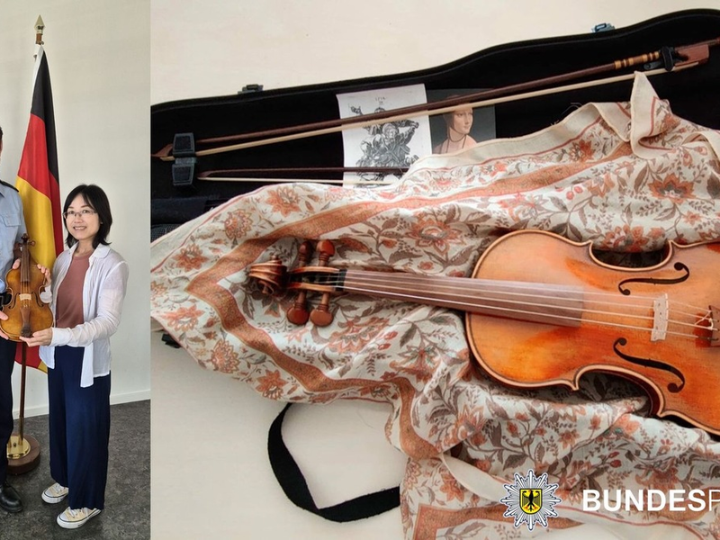 Bundespolizeidirektion München: Unterschlagene Geige zurückgegeben - Berufsmusikerin dankt der Bundespolizei - Foto: presseportal.de