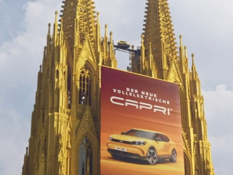 Ford lässt Kölner Dom zum Capri Launch mittels CGI in nahezu ursprünglicher Farbe erstrahlen - Foto: presseportal.de