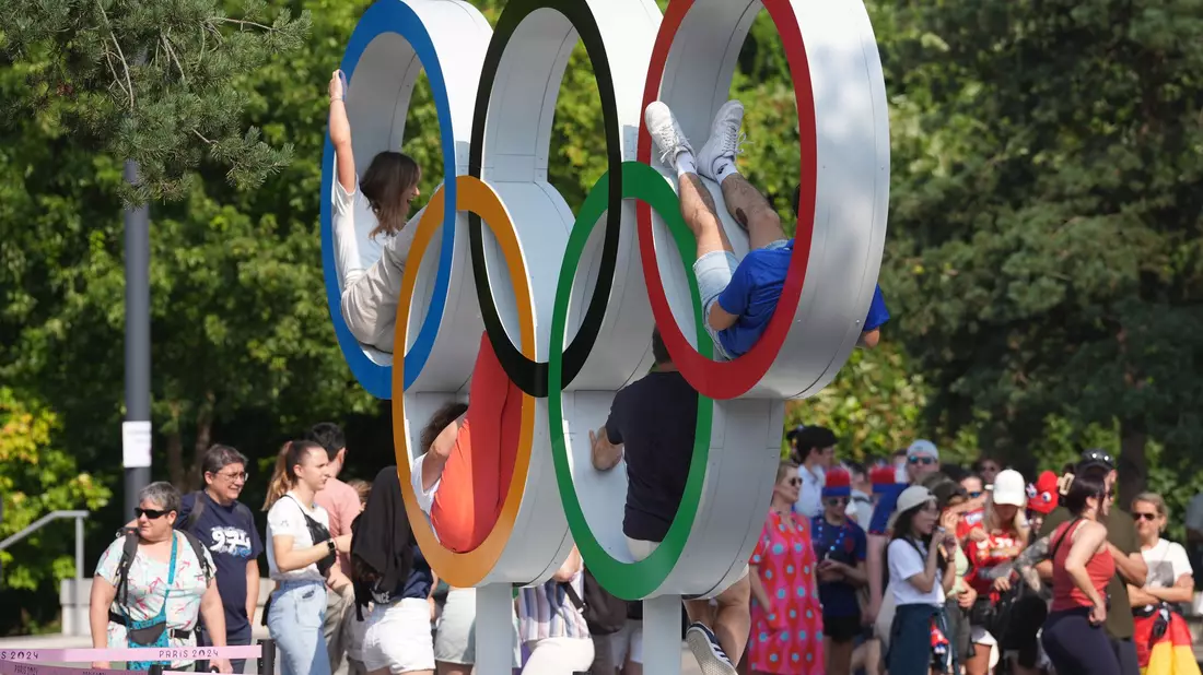 Die olympischen Ringe in Paris - Bild: Marcus Brandt/dpa