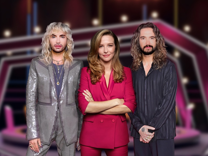 Bill Kaulitz Katrin Bauerfeind Tom Kaulitz Die Super Duper Show - Foto: André Kowalski/ Johanna Brinckman, presseportal.de