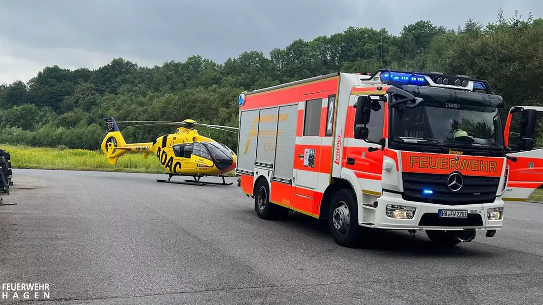 FW Hagen: Betriebsunfall mit verletzter Person, Rettungshubschrauber im Einsatz - Bild: presseportal.de