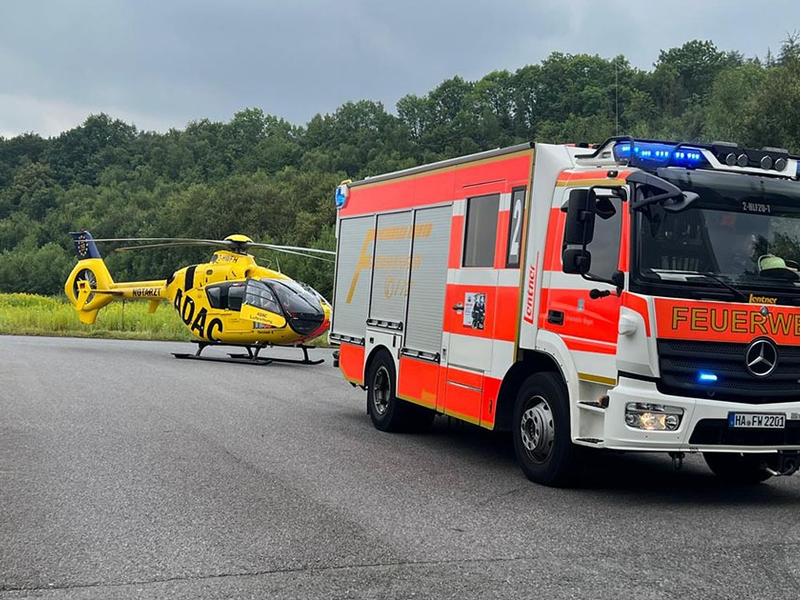 FW Hagen: Betriebsunfall mit verletzter Person, Rettungshubschrauber im Einsatz - Foto: presseportal.de
