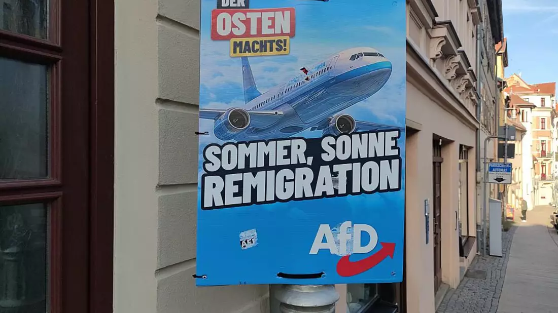 AfD-Wahlplakat zur Landtagswahl in Thüringen am 06.08.2024 - Bild: über dts Nachrichtenagentur