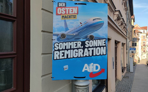 AfD-Wahlplakat zur Landtagswahl in Thüringen am 06.08.2024 - Foto: über dts Nachrichtenagentur