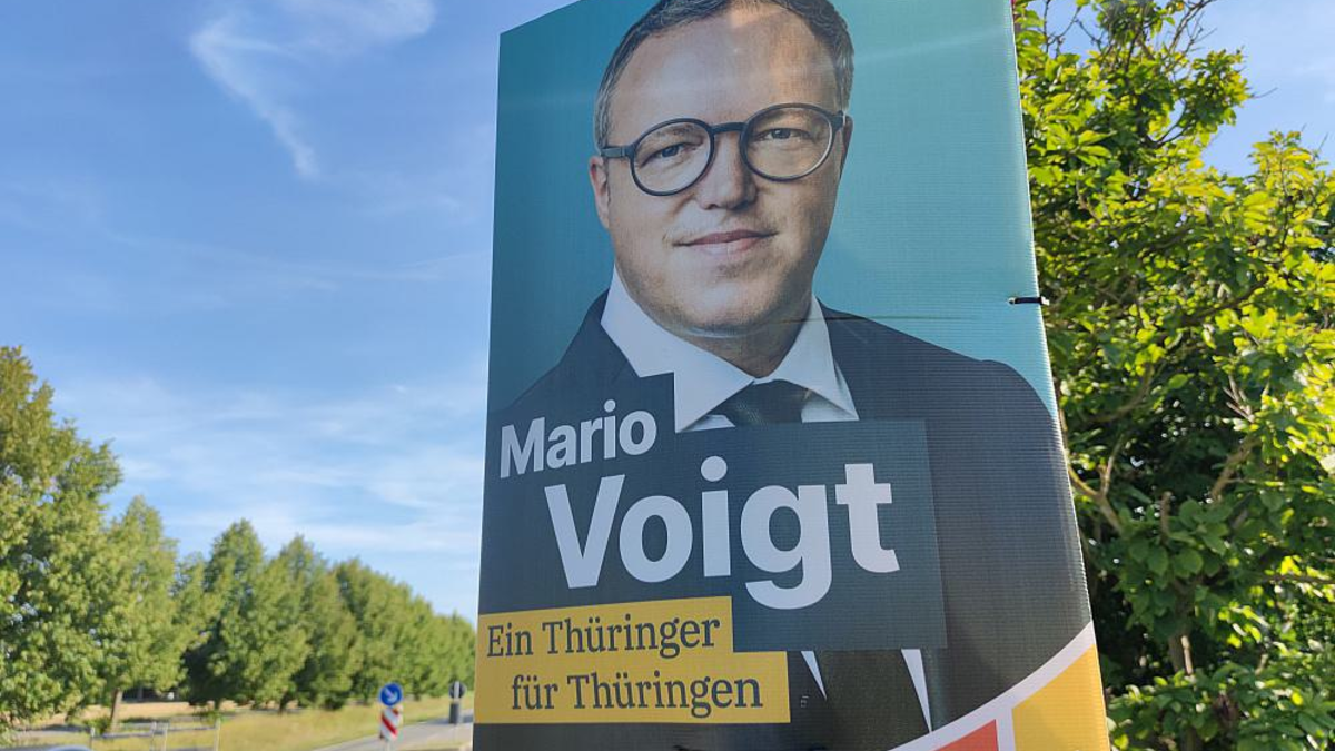 CDU-Wahlplakat mit Mario Voigt zur Landtagswahl in Thüringen am 06.08.2024 - Foto: über dts Nachrichtenagentur