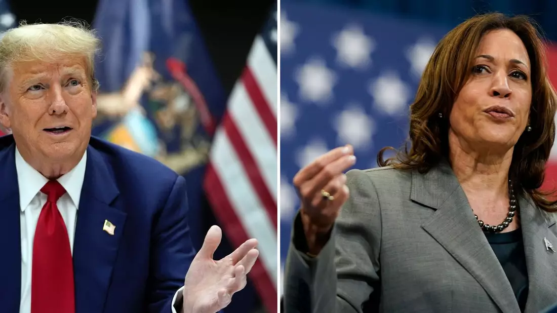 Nach einem Tauziehen wird es mindestens eine TV-Debatte zwischen Harris und Trump geben. (Archivbild) - Bild: Paul Sancya/Stephanie Scarbrough/AP/dpa