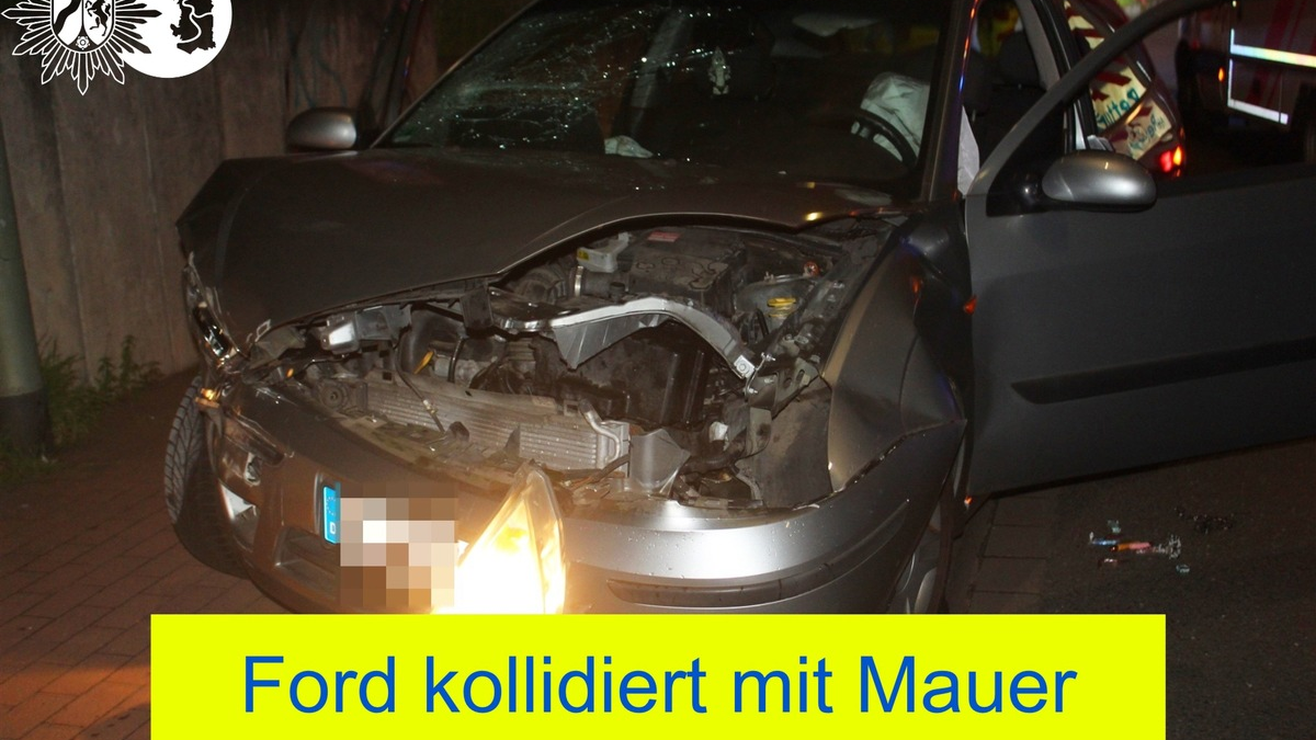 POL-DU: Ruhrort: Kontrolle verloren - Auto kollidiert mit einer Mauer - Foto: presseportal.de