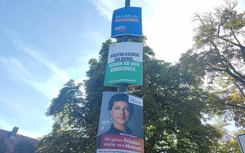 Wahlplakate von AfD, CDU und BSW zur Landtagswahl in Sachsen (Archiv) - Foto: über dts Nachrichtenagentur