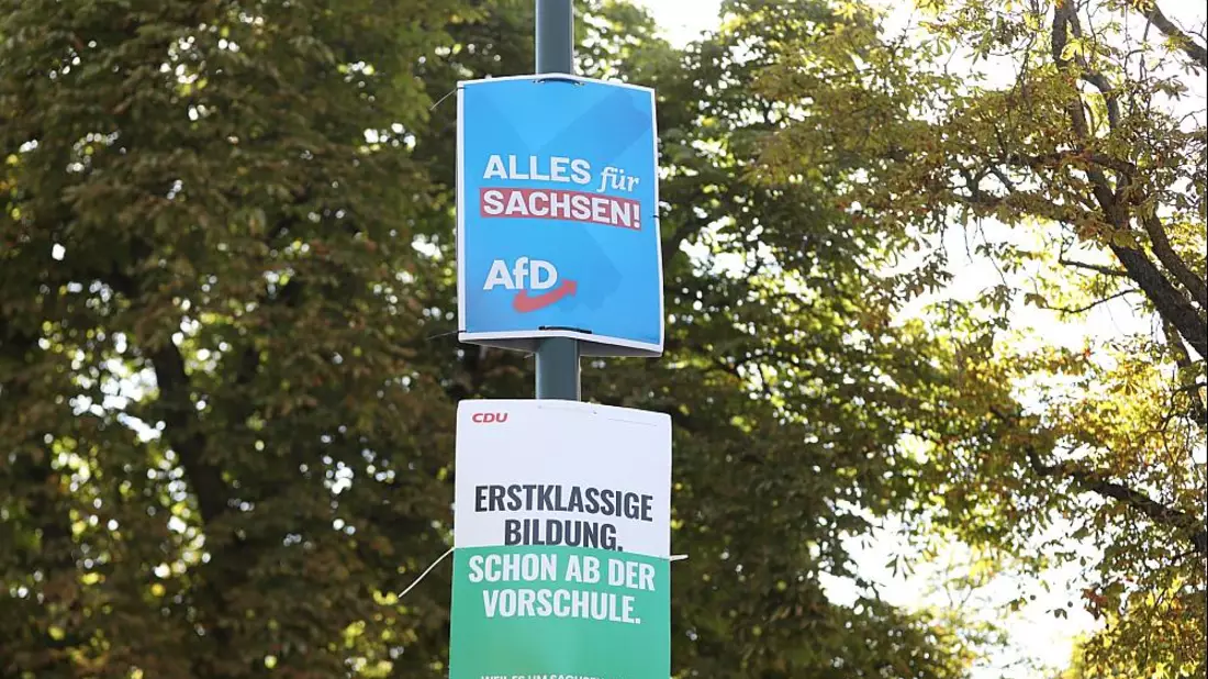 Wahlplakate von AfD und CDU zur Landtagswahl in Sachsen am 06.08.2024 - Bild: über dts Nachrichtenagentur
