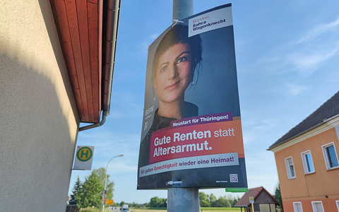 BSW-Wahlplakat zur Landtagswahl in Thüringen 2024 - Foto: über dts Nachrichtenagentur