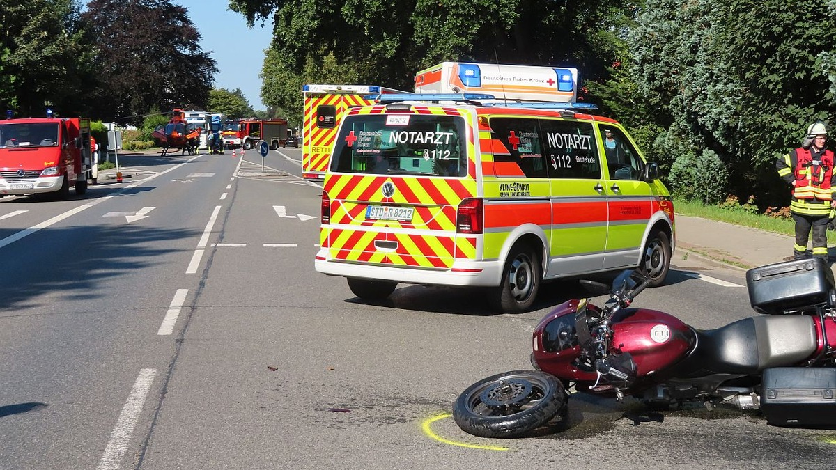 POL-STD: Motorradfahrer bei Unfall in Düdenbüttel schwer verletzt, Kupferfallrohre in Harsefeld entwendet, Einbrecher in Gräpeler Kläranlage und Mehrzweckhalle Großenwöhrden - Foto: presseportal.de