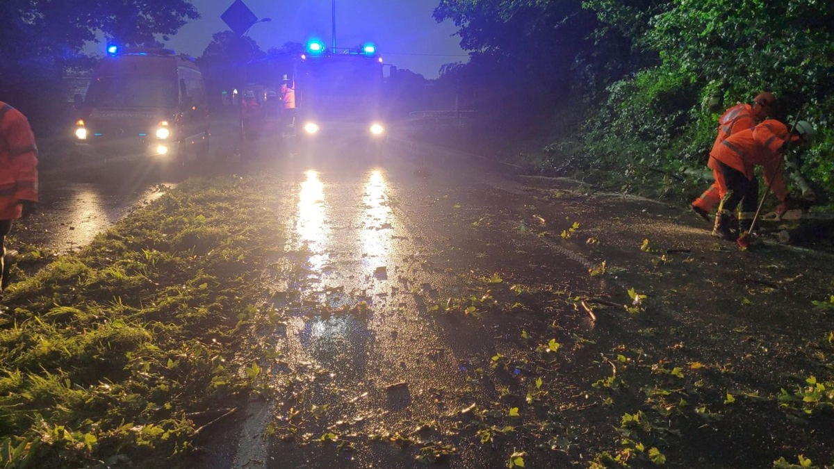 FW Sonsbeck: Umgestürzte Bäume in Labbeck infolge eines Unwetters - Foto: presseportal.de