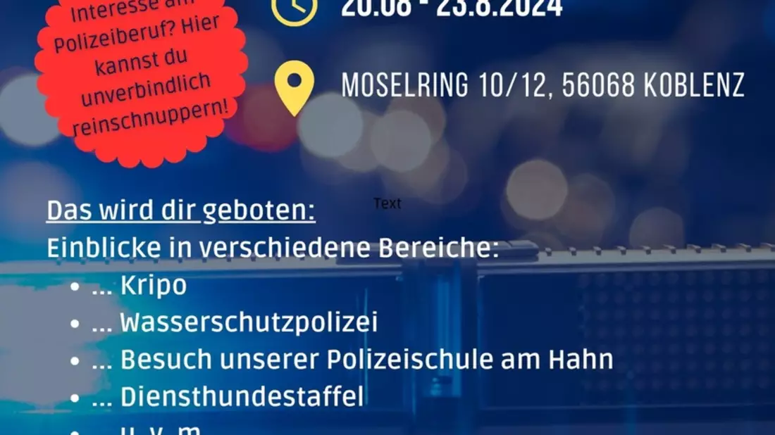 POL-PPKO: Praktikum bei der Polizei Koblenz: letzte Plätze sichern! - Bild: presseportal.de
