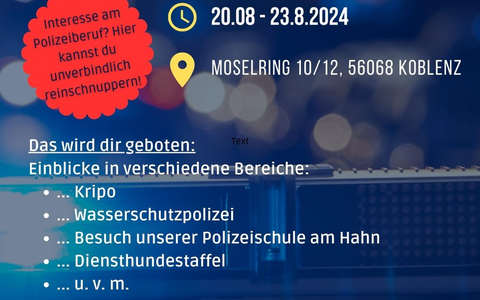 POL-PPKO: Praktikum bei der Polizei Koblenz: letzte Plätze sichern! - Foto: presseportal.de