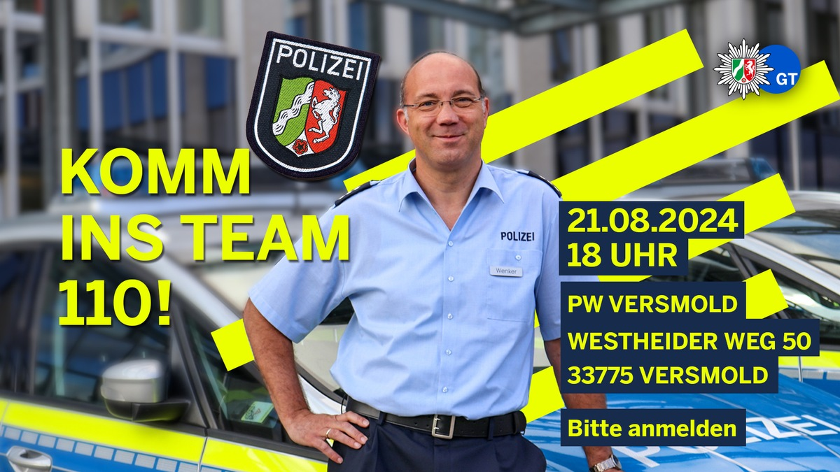 POL-GT: KOMM INS TEAM 110! Die Polizei Gütersloh wirbt für Nachwuchs - Foto: presseportal.de