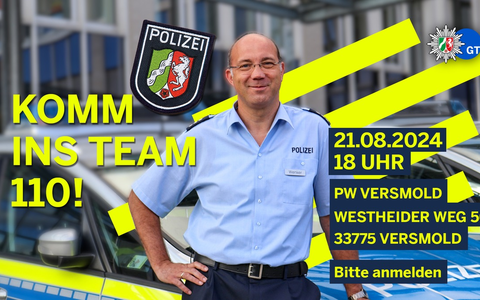 POL-GT: KOMM INS TEAM 110! Die Polizei Gütersloh wirbt für Nachwuchs - Foto: presseportal.de