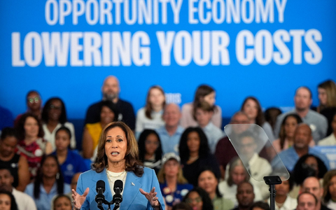 «Zu viele Menschen, egal, wie viel sie arbeiten, haben das Gefühl, dass es schwer ist, voranzukommen», sagte die amtierende Vizepräsidentin. - Foto: Mike Stewart/AP/dpa