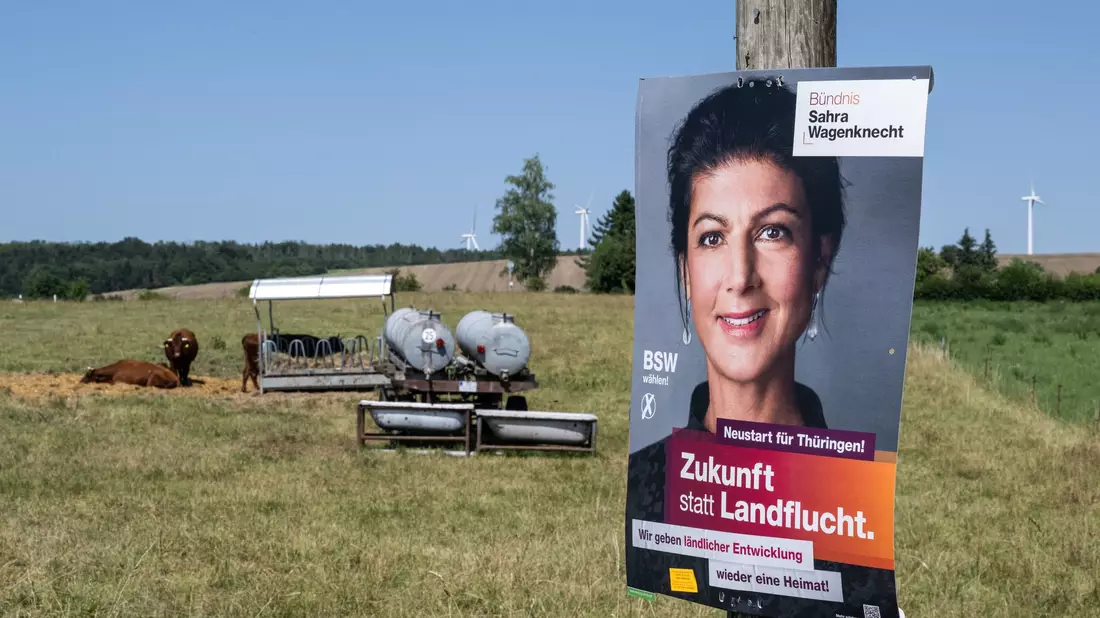 Das Bündnis Sahra Wagenknecht wird in Thüringen als potenzieller Regierungspartner gehandelt. Doch schon vor der Wahl stellt es Bedingungen. - Bild: Hannes P. Albert/dpa