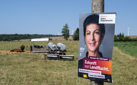 Das Bündnis Sahra Wagenknecht wird in Thüringen als potenzieller Regierungspartner gehandelt. Doch schon vor der Wahl stellt es Bedingungen. - Foto: Hannes P. Albert/dpa