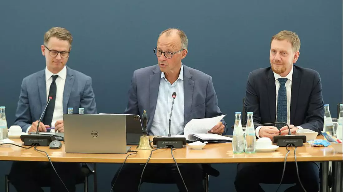 Linnemann, Merz, Kretschmer am 19.08.2024 - Bild: über dts Nachrichtenagentur