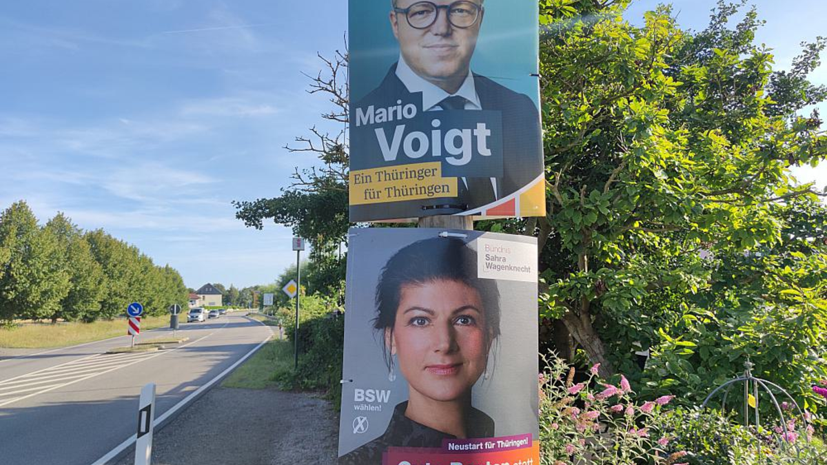 Wahlplakate mit Mario Voigt und Sahra Wagenknecht zur Landtagswahl in Thüringen (Archiv) - Foto: über dts Nachrichtenagentur