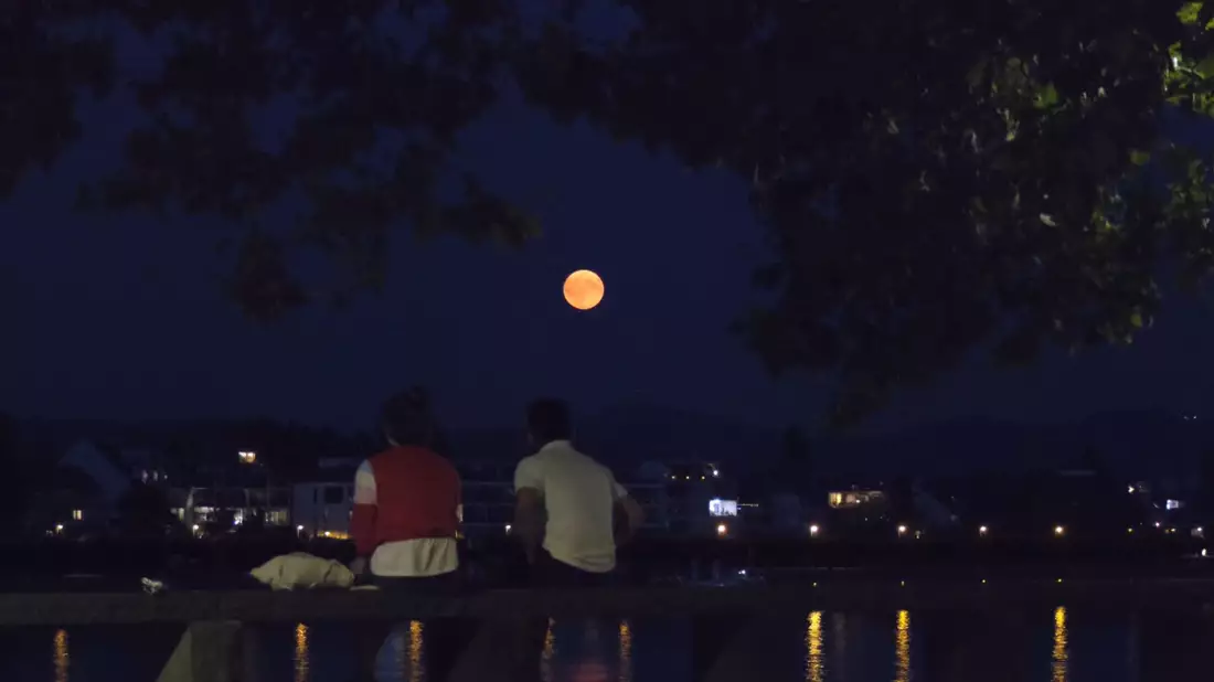 Ein «Supermond» leuchet hell und groß am Nachthimmel. - Bild: Benjamin Westhoff/TNN/dpa