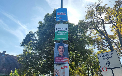 Wahlplakate von AfD, CDU, BSW und Linke zur Landtagswahl in Sachsen (Archiv) - Foto: über dts Nachrichtenagentur