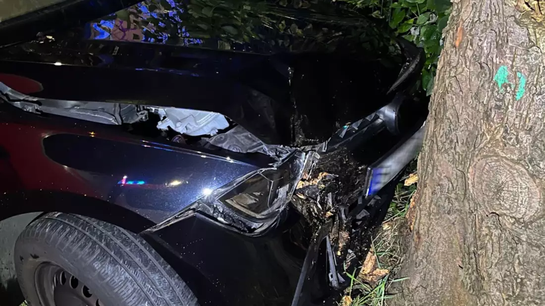 POL-DU: Fahrn: VW Polo kommt von Fahrbahn ab und kollidiert mit einem Baum - Bild: presseportal.de