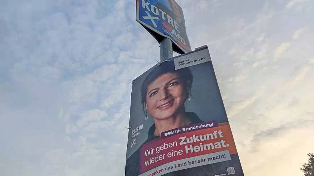 AfD- und BSW-Wahlplakat zur Landtagswahl in Brandenburg am 18.08.2024 - Bild: über dts Nachrichtenagentur