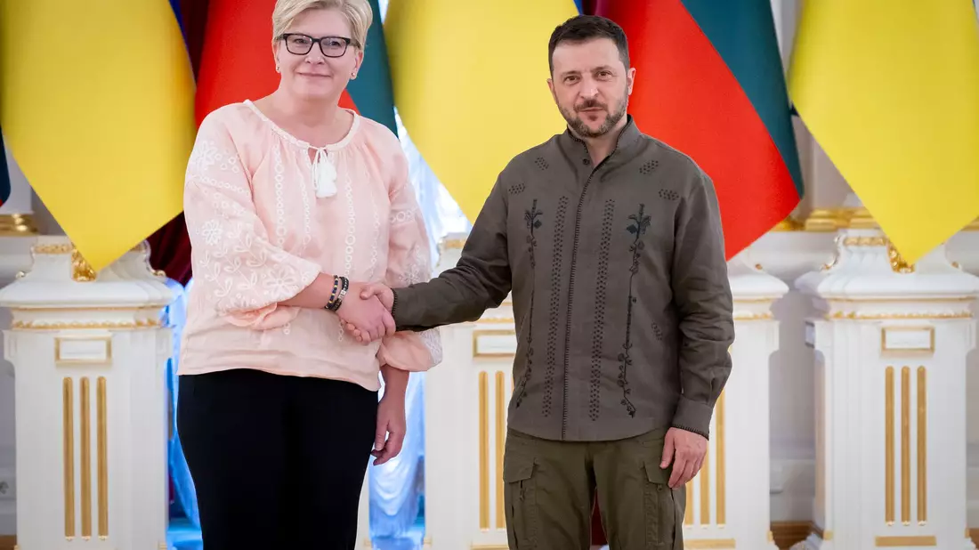 Litauens Regierngschefin Šimonyt? kündigt neues Waffenpaket für Kiew an. - Bild: ---/Ukrainian Presidential Press Office/AP/dpa
