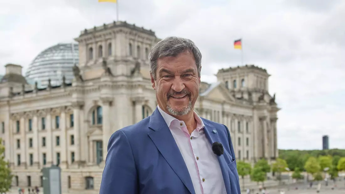 Markus Söder (CSU), Bundesvorsitzender, beim ARD-Sommerinterview vor einem Jahr.  - Bild: Joerg Carstensen/dpa
