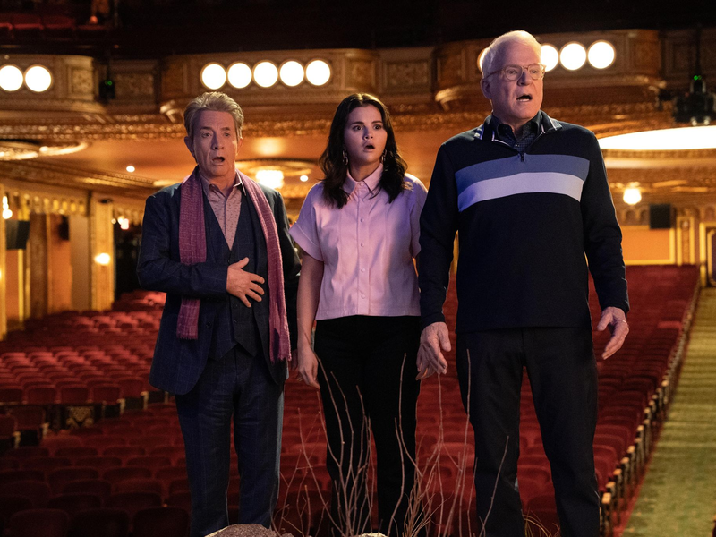 Oliver (Martin Short), Mabel (Selena Gomez) und Charles (Steve Martin)  sind wieder auf Mördersuche. - Foto: Patrick Harbron/Hulu/ Disney+ 2023/dpa