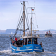 Fischkutter fahren vom Meeresarm Peenestrom auf die Ostsee. - Foto: Jens Büttner/dpa