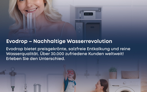 Effiziente Entkalkung durch den Einsatz von natürlicher Apfelsäure / Die Schweizer Wassertechnologie-Firma Evodrop entwickelte die womöglich bekannteste Alternative zu Salzanlage - Foto: presseportal.de