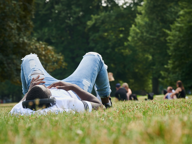 Musik hören im Park auf der Wiese - mehr Sommer geht kaum. Was wird der Sommerhit '24? (Illustration) - Foto: Annette Riedl/dpa