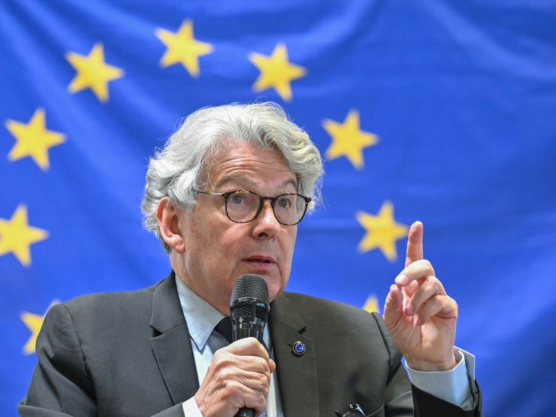 Als Grund für seinen Rücktritt führte Breton in einem auf der Plattform X veröffentlichten Brief Differenzen mit EU-Kommissionspräsidentin Ursula von der Leyen an. - Foto: Patrick Pleul/dpa