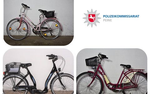 POL-SZ: Pressemitteilung der Polizei Peine vom 30.08.2024: Fahrräder sichergestellt - Polizei Peine sucht Eigentümer - Foto: presseportal.de