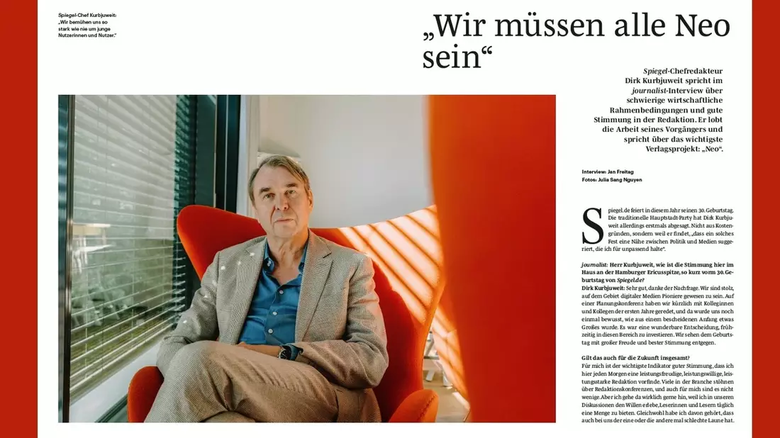 Chefredakteur Dirk Kurbjuweit kündigt im journalist-Interview ein Verjüngungsprogramm für den Spiegel an: Wir bemühen uns so stark wie nie um junge Nutzerinnen und Nutzer - Bild: presseportal.de